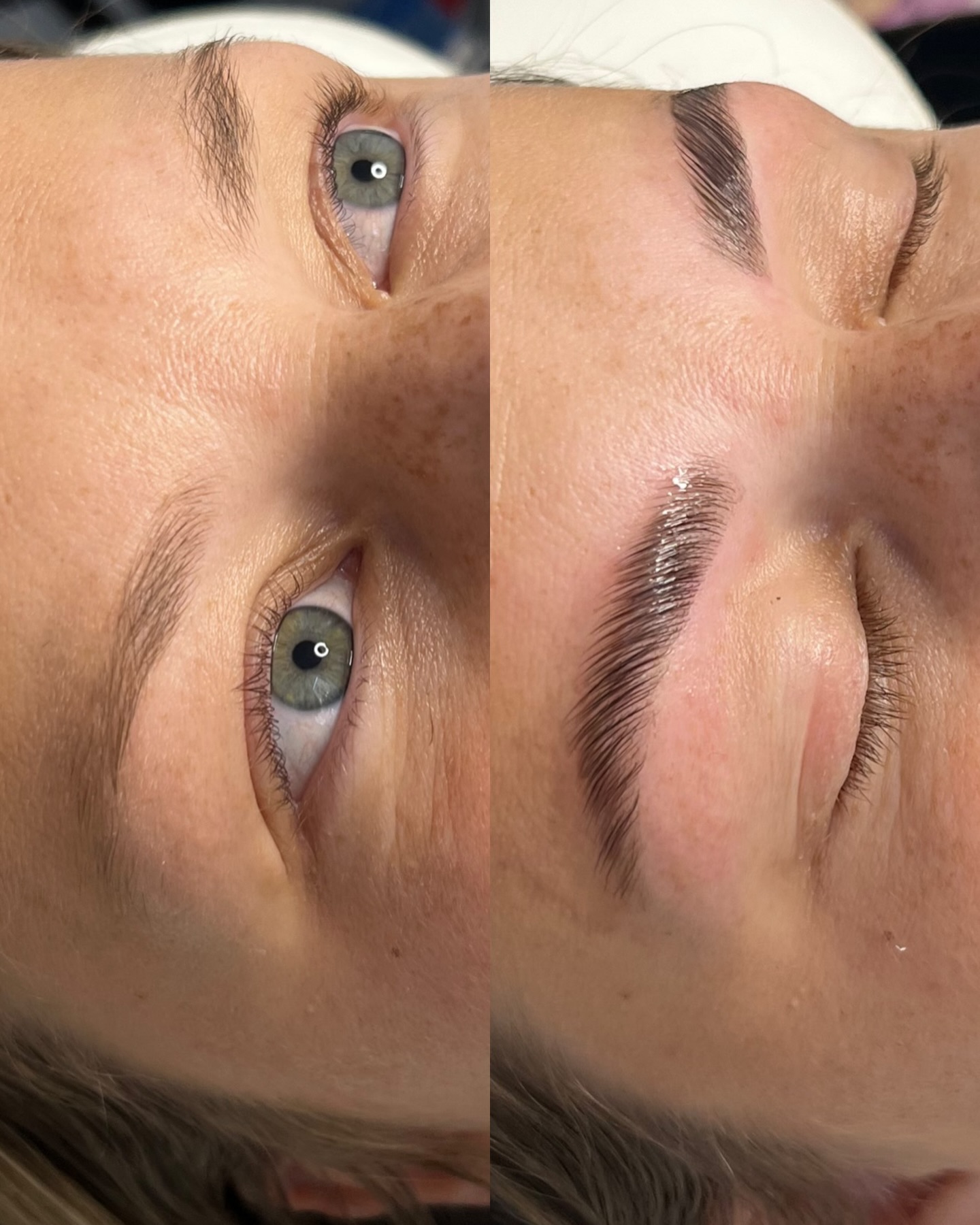 Före och efter browlift hos Seldin Beauty